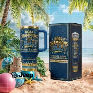 UCLA Bruins Women's Basketball 2026 National Champions 40oz Gold Trim Tumbler.jfi