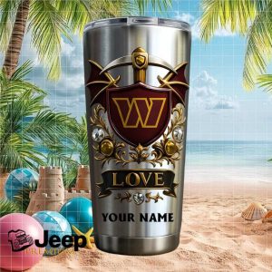 Washington Commanders Personalized Name Fan Gift Vintage Burgundy Crest Stainless Steel Insulated Tumbler