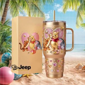 Winnie the Pooh and Friends 3D Embossed Gold Tumbler Tumbler
