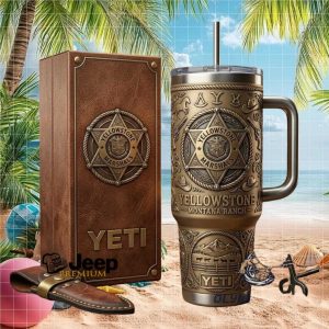 YETI Yellowstone Montana Ranch Marshal Badge Western Cowboy Tumbler.jfif