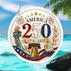 Personalized Johnson Family USA 250th Anniversary Star Ornament Wood Grain Eagle & Flag Decor Personalized Johnson Family USA 250th Anniversary Star Ornament Wood Grain Eagle & Flag Decor