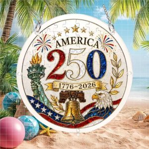 250 Years of America Commemorative Jigsaw Style Ornament Liberty Bell & Eagle