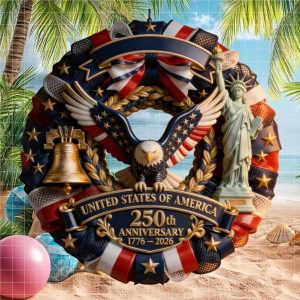 250 Years of Freedom American Eagle Wreath Ornament US Semi quincentennial 1776 2026 Commemorative DeOrnament