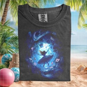 Alice in Wonderland Falling Down Rabbit Hole Surreal Art Comfort Colors T Shirt