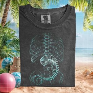 Alien Chestburster Skeleton Anatomy Horror Movie Graphic T Shirt