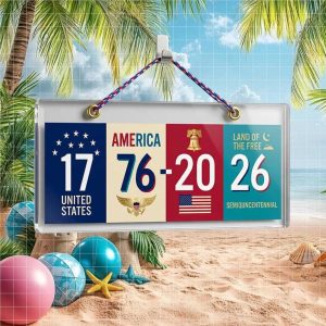 America 250 Semiquincentennial Retro License Plate Ornament 1776 2026