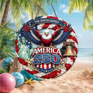 America 250th Anniversary Smith Family Floral Eagle & Statue of Liberty Ornament