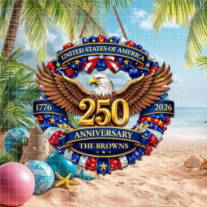 American Eagle Wreath 250th Anniversary Personalized Family Ornament USA 1776 2026 Celebration