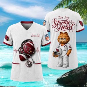 Arizona Cardinals NFL Nurse Life Garfield Tired Eyes Strong Heart T Shirt