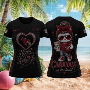 Arizona Football Heart Locked In Glitzy Mascot Girl Gym T Shirt