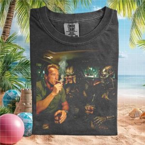 Arnold Predator Terminator Cigar Whiskey Vintage T Shirt