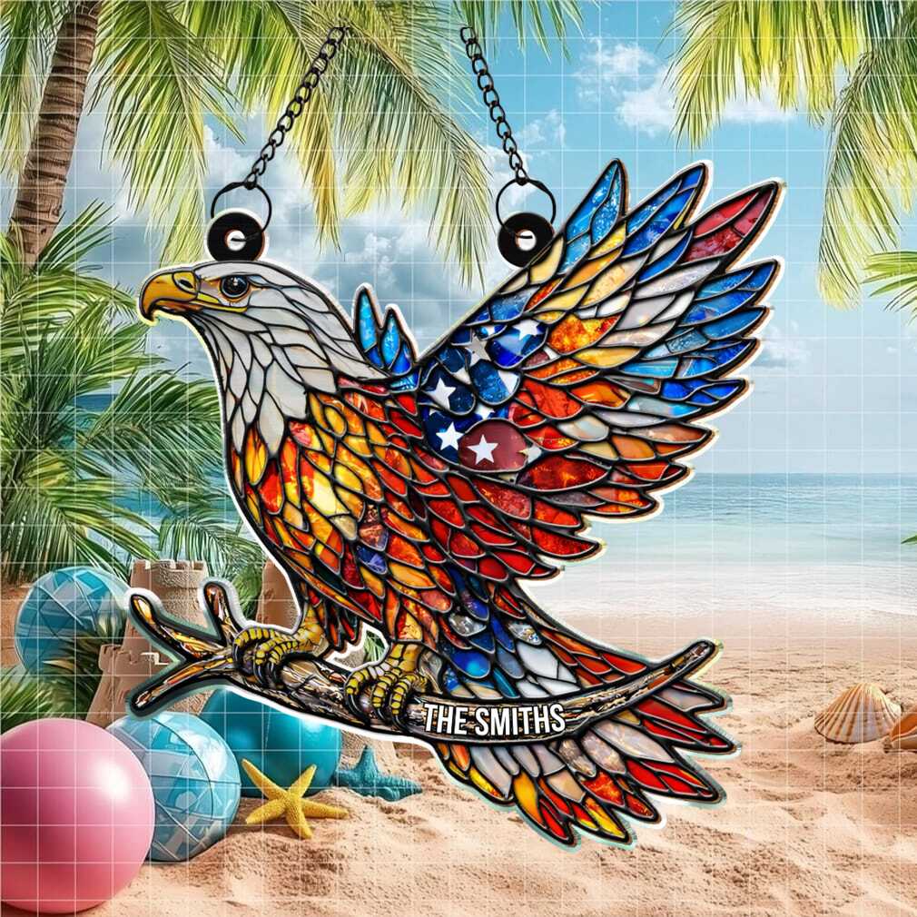 Artistic Stained Glass Flying Eagle Personalized Family Ornament Artistic Stained Glass Flying Eagle Personalized Family Ornament