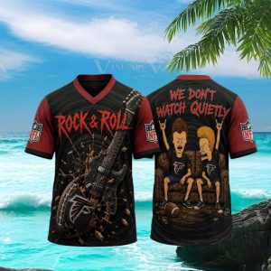 Atlanta Falcons Rock And Roll Cartoon Couch Fans V Neck T Shirt
