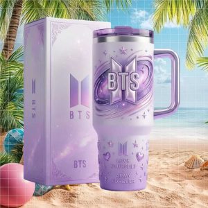 BTS Love Yourself Army Forever 2026 Purple Galaxy 20oz Retro Fans Gift Stainless Steel Insulated Tumbler
