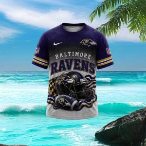 Baltimore Ravens 3D Graphic Helmet Stadium Football T Shirt