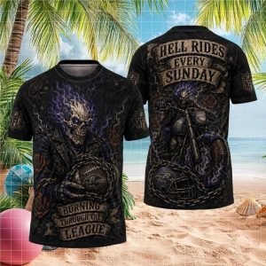Baltimore Ravens Burning Through The League T Shirt Ghost Rider Style NFL Fan Apparel