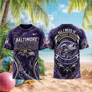 Baltimore Ravens Fishing Graphic Men Apparel T shirt