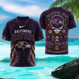 Baltimore Ravens Grateful Dead Steal Your Face Tie Dye T Shirt