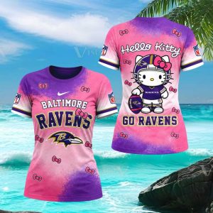 Baltimore Ravens Hello Kitty Purple Pink Game Day T Shirt