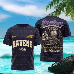 Baltimore Ravens Indian Motorcycle Vintage Classic Sports T Shirt