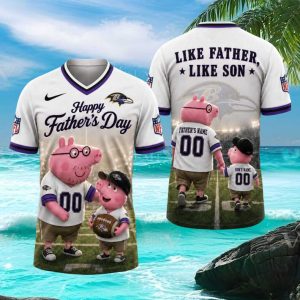 Baltimore Ravens Personalized Like Father Like Son Piglet Football T Shirt