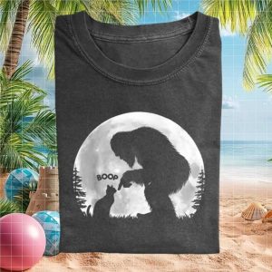 Bigfoot Boop Cat Silhouette Full Moon Funny Forest T Shirt
