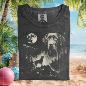 Black Labrador Full Moon Forest Wilderness Graphic T Shirt