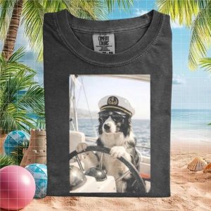 Border Collie Boat Captain Sailor Dog Sunglasses T Shirt