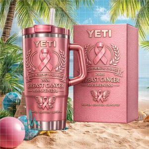 Breast Cancer Awareness 2026 Hope Strength Courage Pink Ribbon Gift Stainless Steel Insulated Tumbler