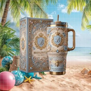 Bridgerton The Series Lady Whistledown Gold Bee Floral Luxury Gift for Women Stainless Steel Insulated Tumbler