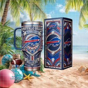 Buffalo Bills Billieve NFL Football Fan Diamond Edition Blue Silver Stainless Steel Insulated Tumbler