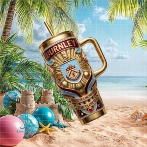 Burnley FC Pride Of Lancashire The Clarets Gold Heritage Gift Stainless Steel Insulated Tumbler