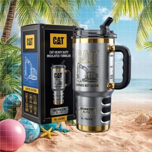 CAT Worker Elite Tumbler Earned Not Given Excavator Heavy Duty 40oz Insulated Tumbler