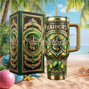 Canberra Raiders Green Machine NRL Vintage Football Fan Gift Stainless Steel Insulated Tumbler
