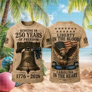 Carolina Panthers 250 Years of Freedom 1776 2026 Patriotic Apparel T Shirt