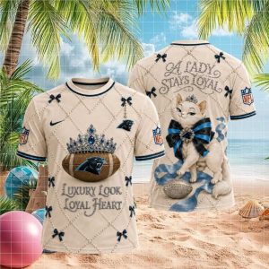 Carolina Panthers Cat Pearl Bow Lady Stays Loyal T shirt