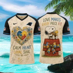 Carolina Panthers Snoopy Autism Awareness Calm Heart Loyal Soul T Shirt
