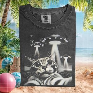 Cat Abducted By Aliens Funny Sci Fi Graphic Unisex T Shirt