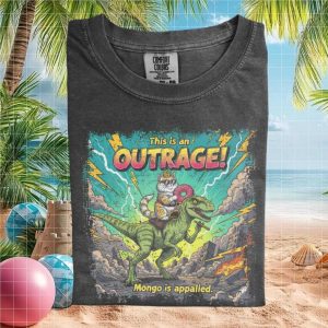 Cat Riding Dinosaur Outrage Mongo Is Appalled Graphic T Shirt