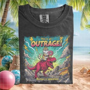 Cat Riding T Rex Donut Outrage Funny Graphic T Shirt