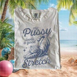 Cat Stretching Funny Graphic Comfort Colors T Shirt