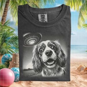 Cavalier King Charles Spaniel UFO Alien Spaceship T Shirt