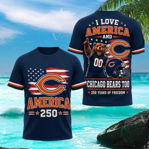 Chicago Bears America 250 Years Of Freedom Navy T Shirt