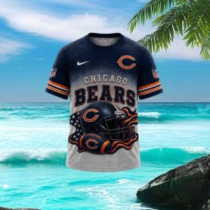 Chicago Bears American Flag Helmet Graphic Football T Shirt