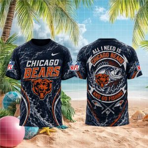 Chicago Bears Fish Bait Outdoorsman Short Sleeve T shirt