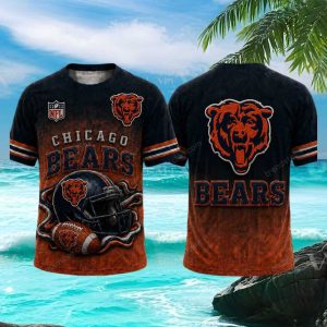 Chicago Bears Football Mascot Helmet Orange 3D Graphic T Shirt