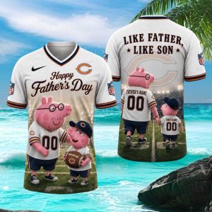 Chicago Bears Happy Father's Day Custom Peppa Pig Like Father Like Son NFL T Shirt
