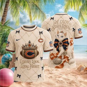 Chicago Bears Luxury Pearl Tiara Cat Loyal Heart T shirt