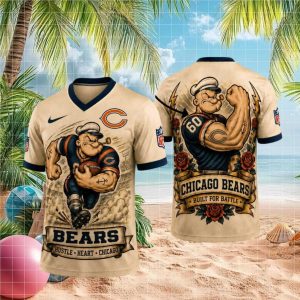 Chicago Bears Popeye Built For Battle Custom NFL Fan T Shirt
