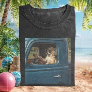Chihuahua Driving Vintage Blue Truck Retro Pet Lover T Shirt